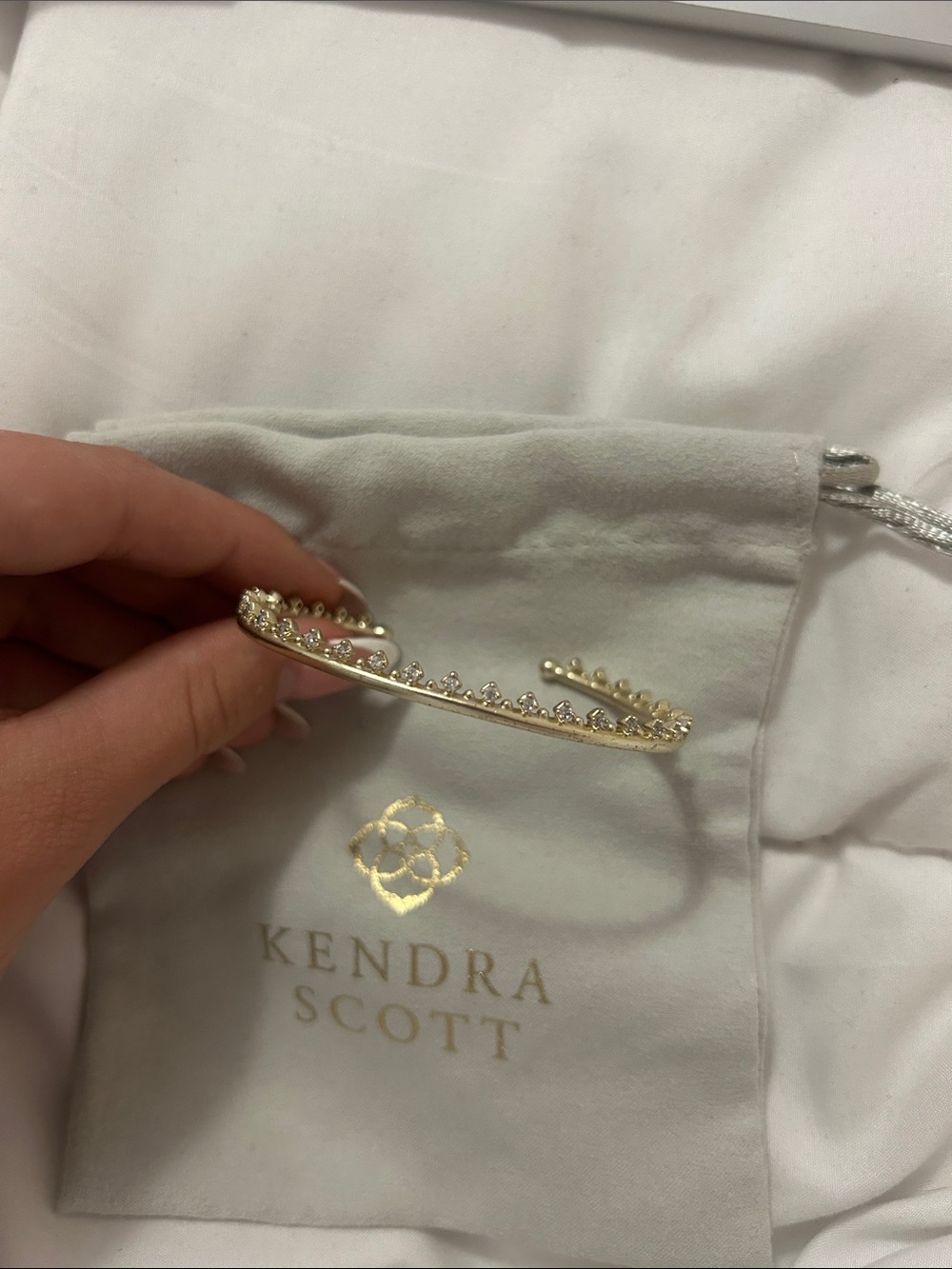 Kendra Scott Gold Crystal-Trim Open Cuff Bracelet